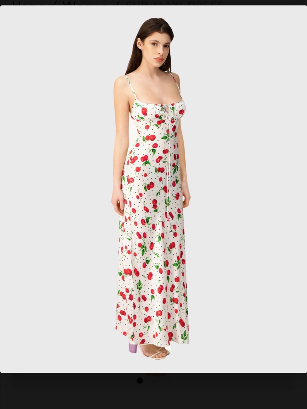 Leslie Amon Slip Maxi Dress in White Cherry